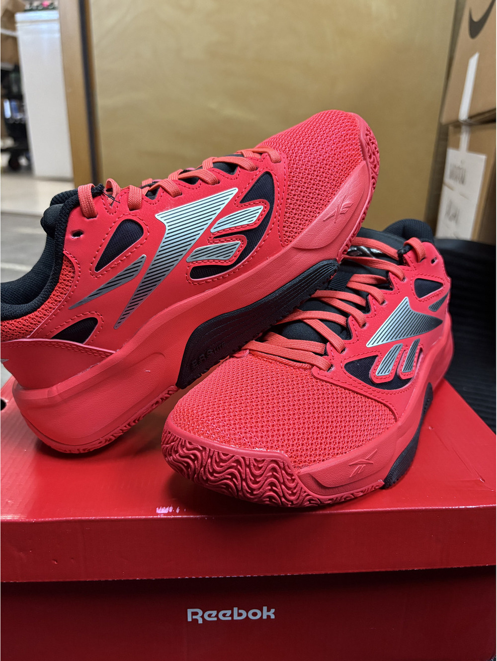 Reebok Engine LT Basketball Shoes Energy Red Black Silver Men 4.5 / Women 7